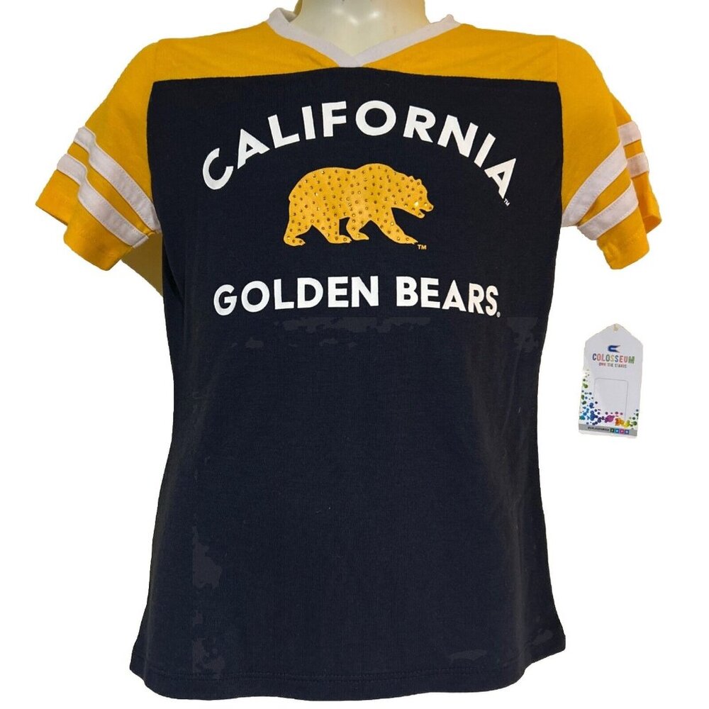 NEW NCAA Cal California Bears Girls Youth Bling Shirt M 7/8